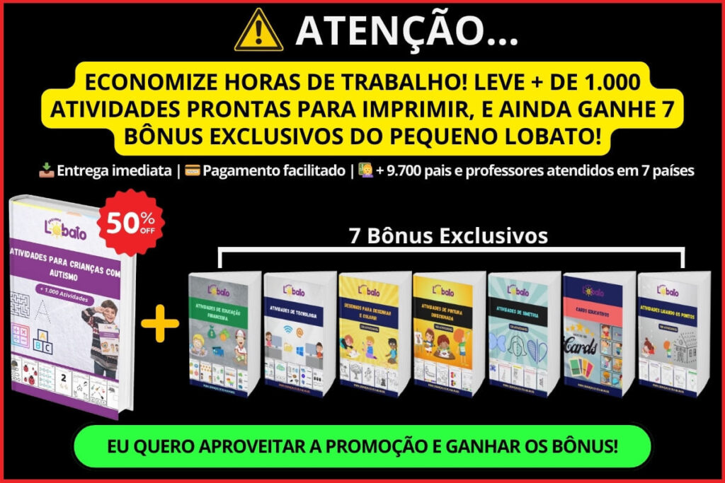 Pop Up MATERIAL COMPLETO DE ATIVIDADES PARA ALUNOS COM AUTISMO PEQUENO LOBATO