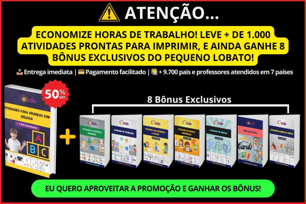 Pop Up MATERIAL COMPLETO DE ATIVIDADES PARA ALUNOS COM DISLEXIA PEQUENO LOBATO