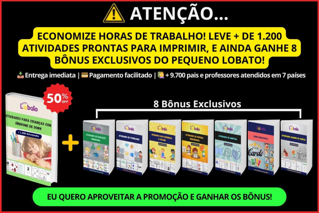 Pop Up MATERIAL COMPLETO DE ATIVIDADES PARA ALUNOS COM SÍNDROME DE DOWN PEQUENO LOBATO