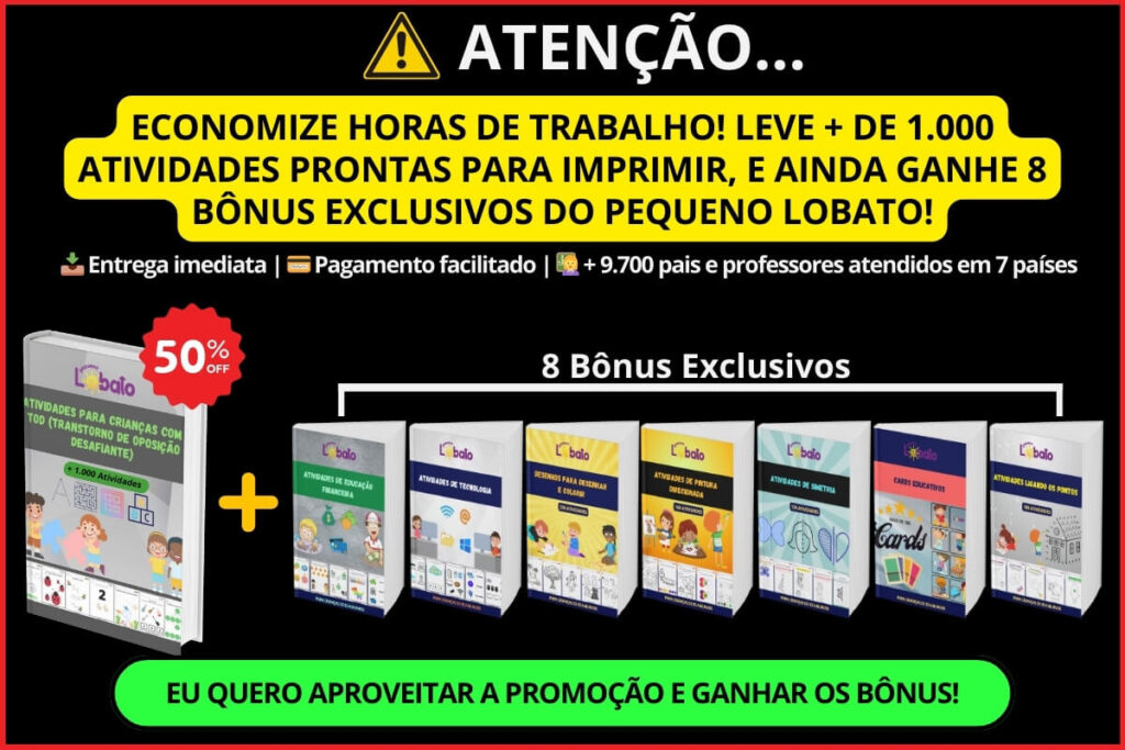 Pop Up MATERIAL COMPLETO DE ATIVIDADES PARA CRIANÇAS COM TOD PEQUENO LOBATO