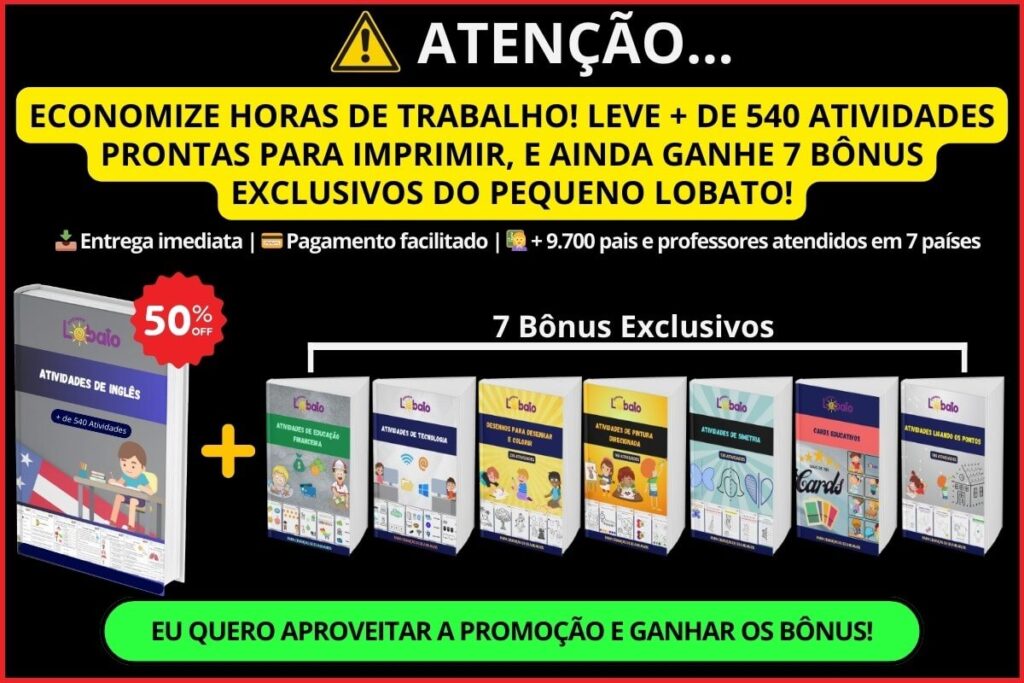 POP UP MATERIAL COMPLETO DE ATIVIDADES DE INGLÊS PARA EDUCAÇÃO INFANTIL E CRIANÇAS DO 1 AO 9 ANO DO ENSINO FUNDAMENTAL