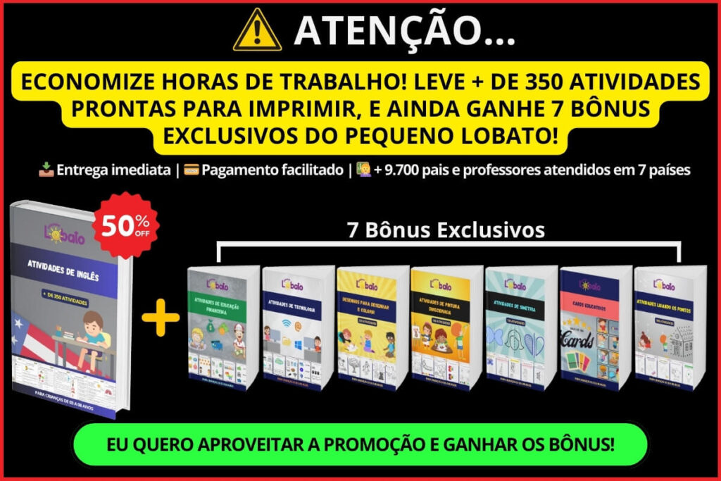 Pop Up MATERIAL COMPLETO DE ATIVIDADES DE INGLÊS PARA CRIANÇAS