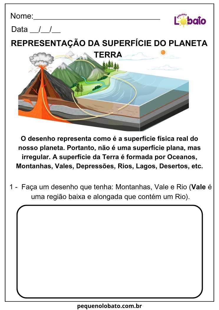 Atividade de Geografia representação da superfície do planeta terra