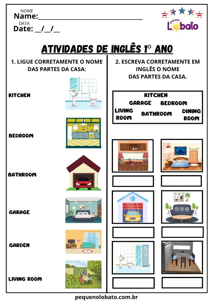 Atividade de inglês 1 ano