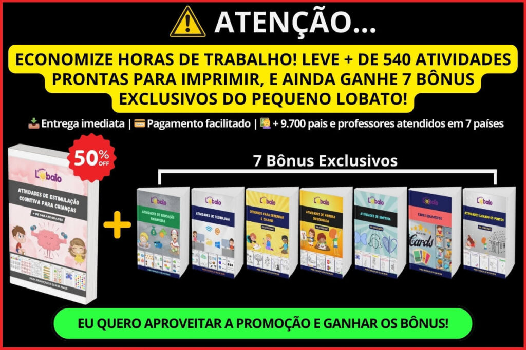 Pop Up MATERIAL COMPLETO DE ATIVIDADES DE ESTIMULAÇÃO COGNITIVA PARA CRIANÇAS