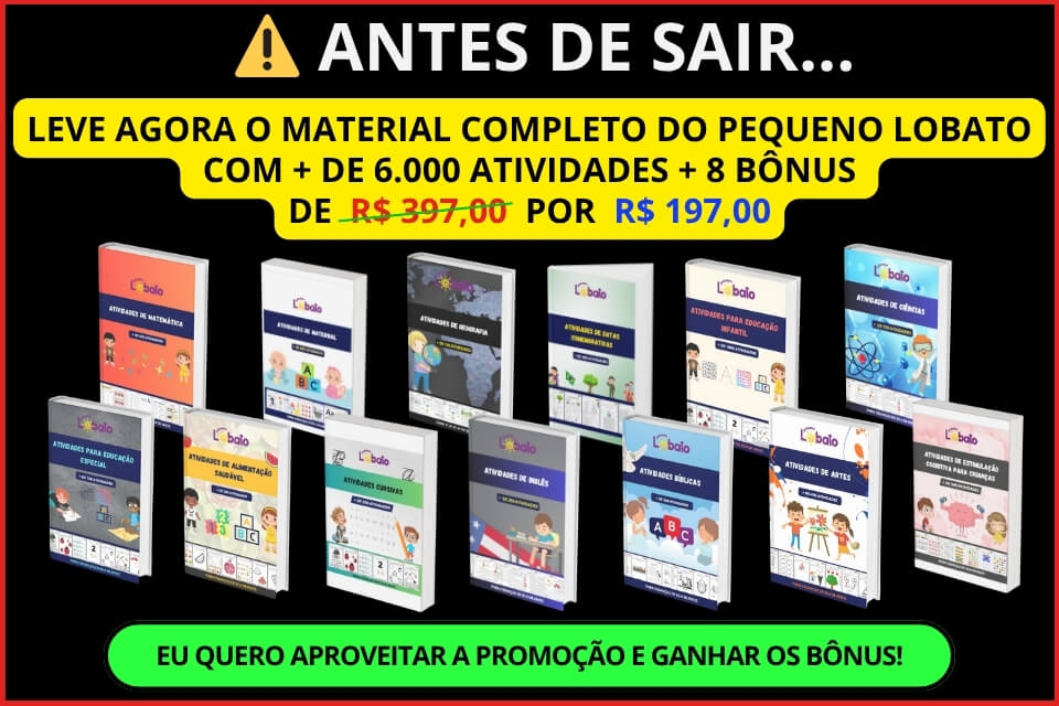 Pop Up MATERIAL COMPLETO DE ATIVIDADES PARA CRIANÇAS PEQUENO LOBATO