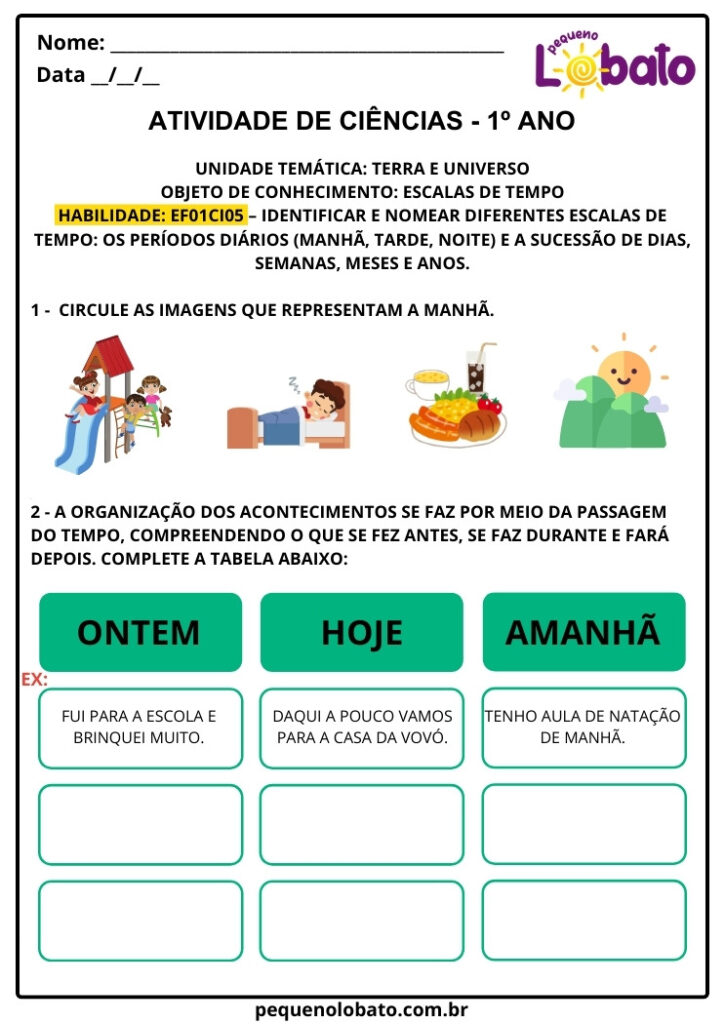 Atividades de Ciências 1º Ano para Imprimir
