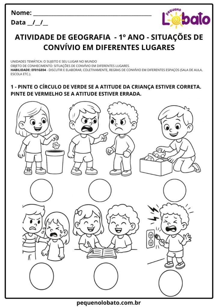 Atividades de Geografia 1º Ano – Situações de Convívio em Diferentes ...