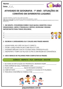 Atividades de Geografia 1º Ano – Situações de Convívio em Diferentes ...