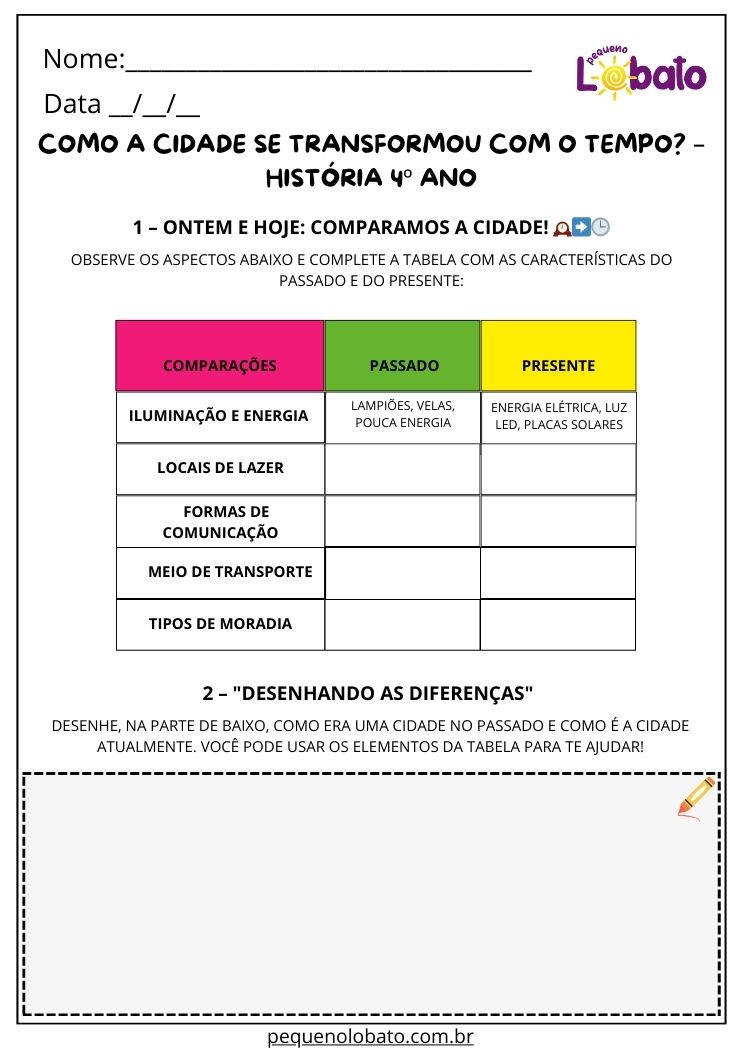 Atividade de História para 4º ano do ensino fundamental