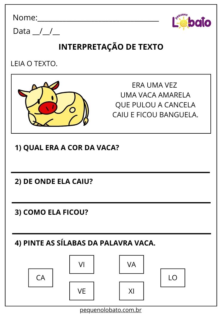 Atividade de interpretação de texto