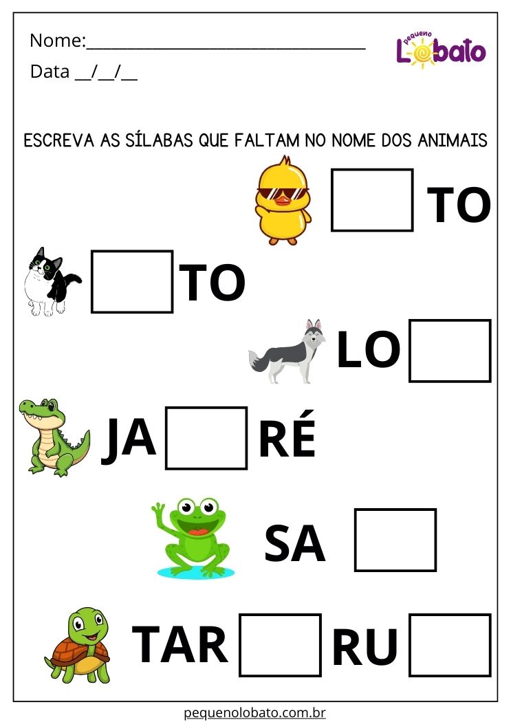 Atividade de sílabas