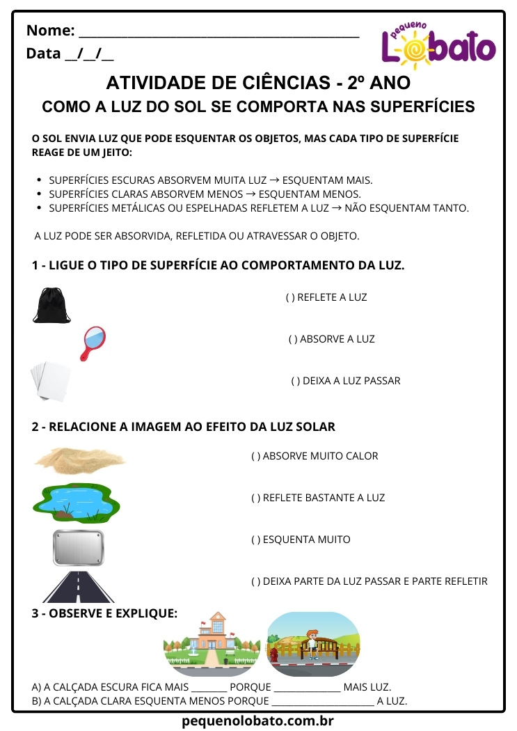 Atividade de Ciências 2º Ano o Sol como Fonte de Luz e Calor para Imprimir EF02CI08