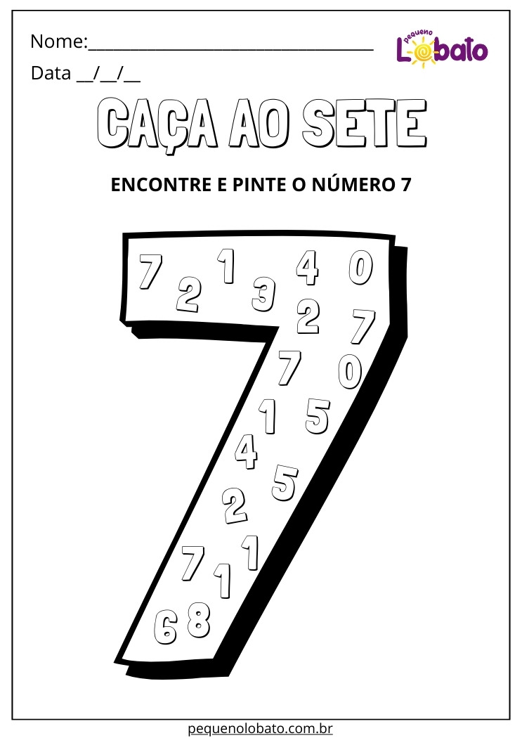 Atividade Lúdica com o Número 7 para Alunos com Autismo para Imprimir