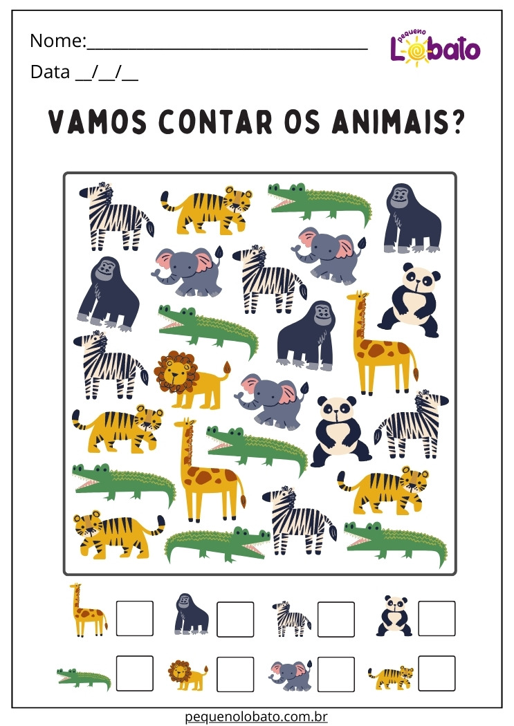 Atividade com Animais para Alunos com Autismo para Imprimir