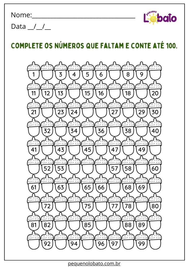 Atividade com Sequência Numérica para Alunos com Autismo para Imprimir