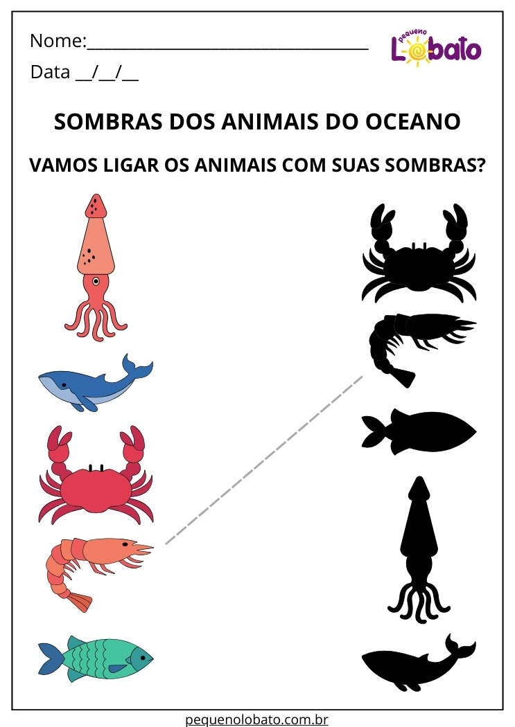 Atividade com Sombras dos Animais para Alunos com Autismo para Imprimir