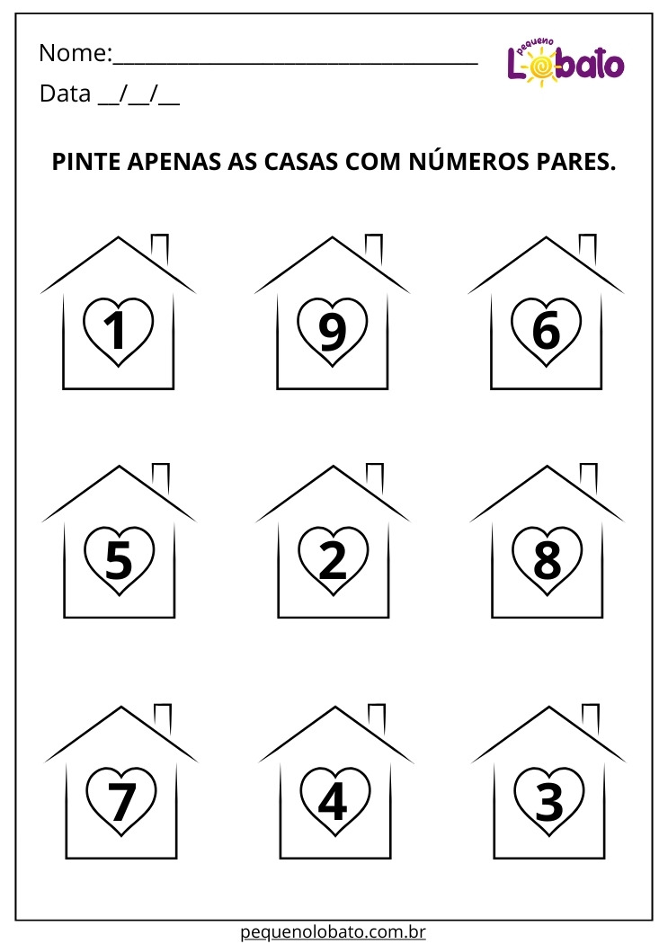Atividade de Pintura dos Números Pares para Alunos com Autismo para Imprimir