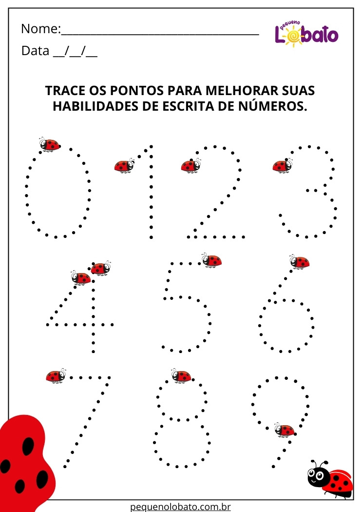 Atividade para Alunos com Autismo para Imprimir com Números Pontilhados