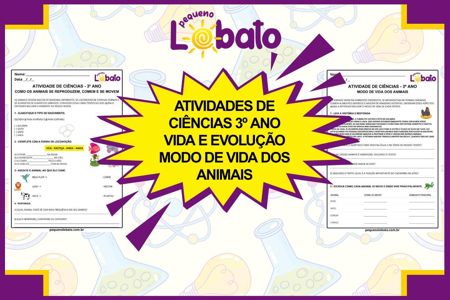 Atividades de Ciências 3º Ano - Modo de Vida dos Animais