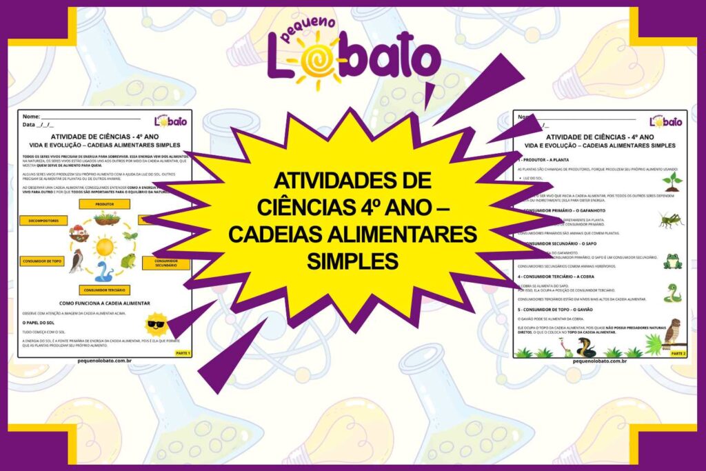 Atividades de Ciências 4º Ano – Cadeias Alimentares Simples