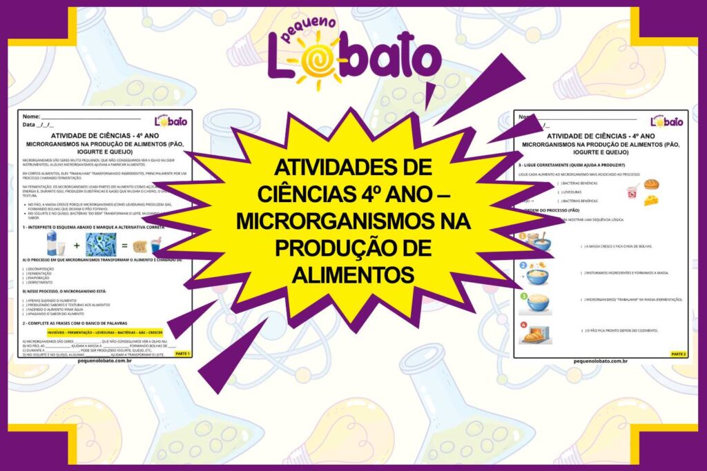 Atividades de Ciências 4º Ano – Microrganismos na Produção de Alimentos