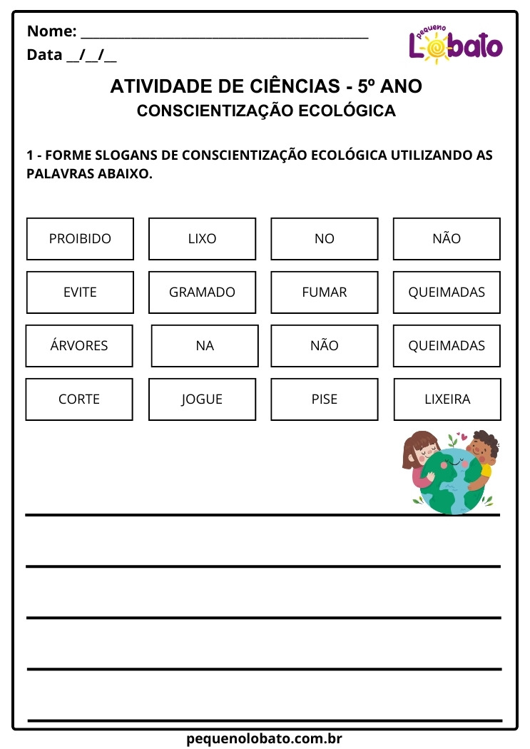 Atividade de Ciências 5º Ano sobre Consciência Ecológica