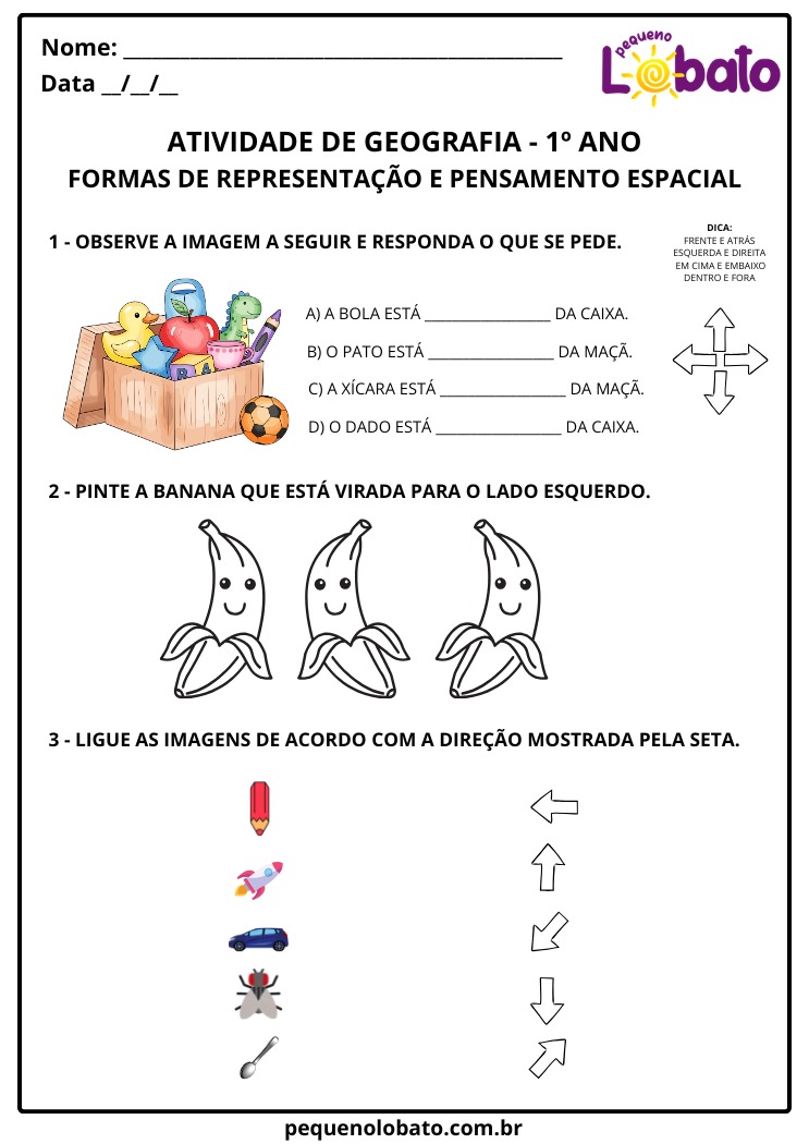 Atividade de Geografia 1º Ano - Formas de Representação e Pensamento Espacial