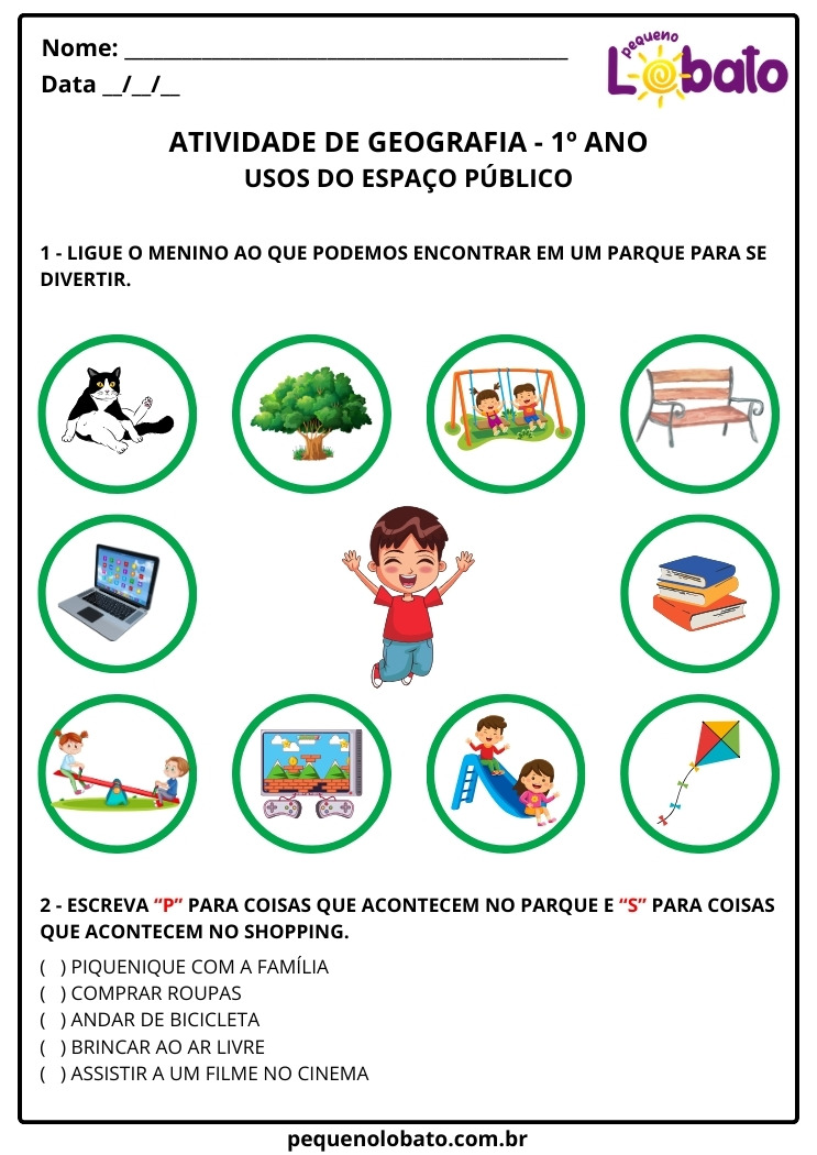 Atividade de Geografia 1º Ano Usos do Espaço Público