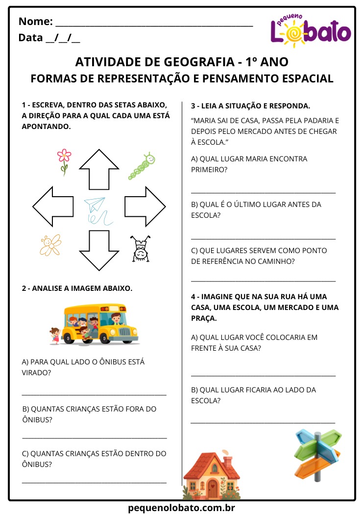 Atividade de Geografia 1º Ano Formas de Representação e Pensamento Espacial com Pontos de Referência