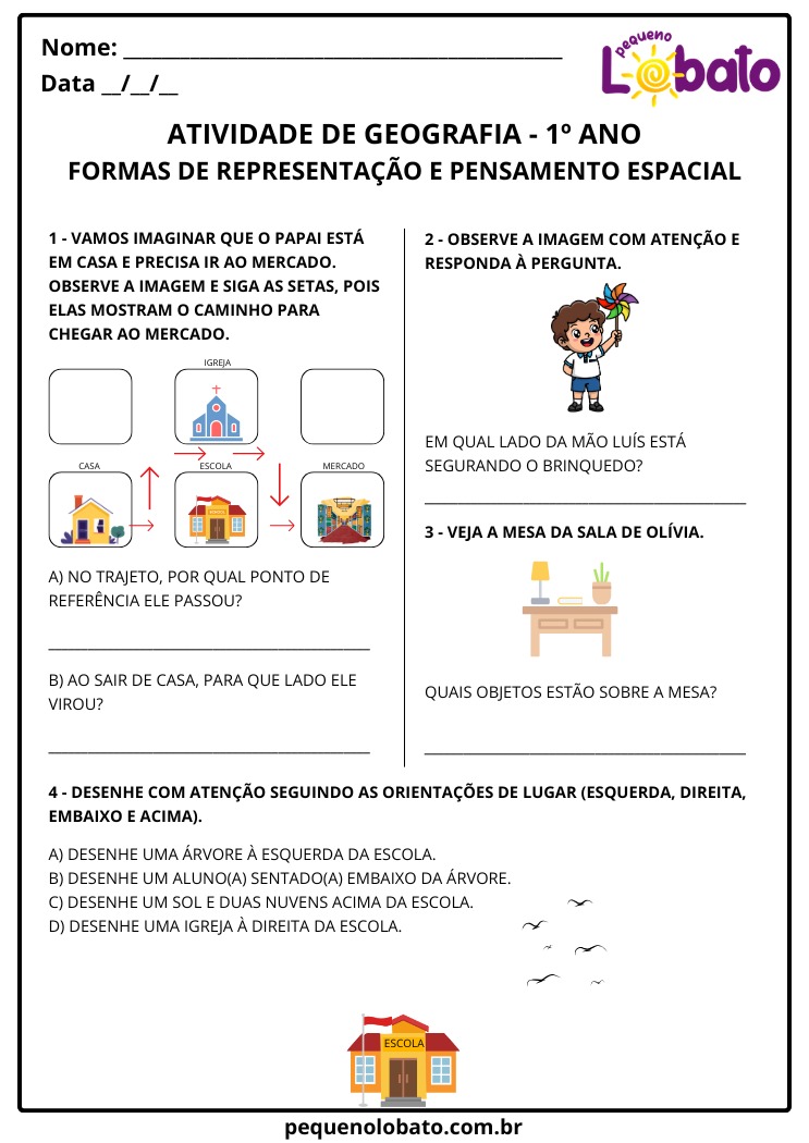 Atividade de Geografia 1º Ano Formas de representação e pensamento espacial