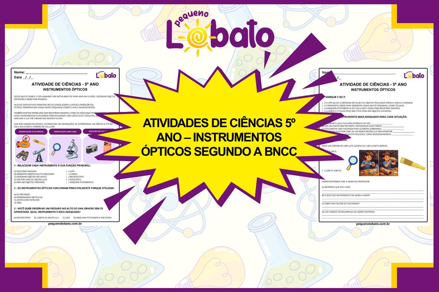 Atividades de Ciências 5º Ano – Instrumentos Ópticos segundo a BNCC