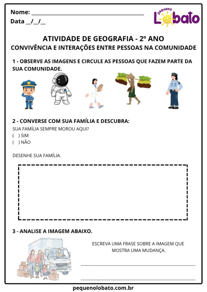 Atividades de Geografia 2º Ano – Migrações no Bairro ou Comunidade em ...