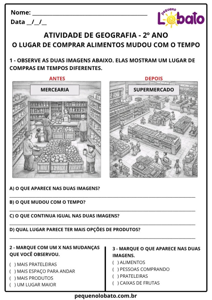 Atividades de Geografia 2º Ano – Mudanças e Permanências segundo a BNCC