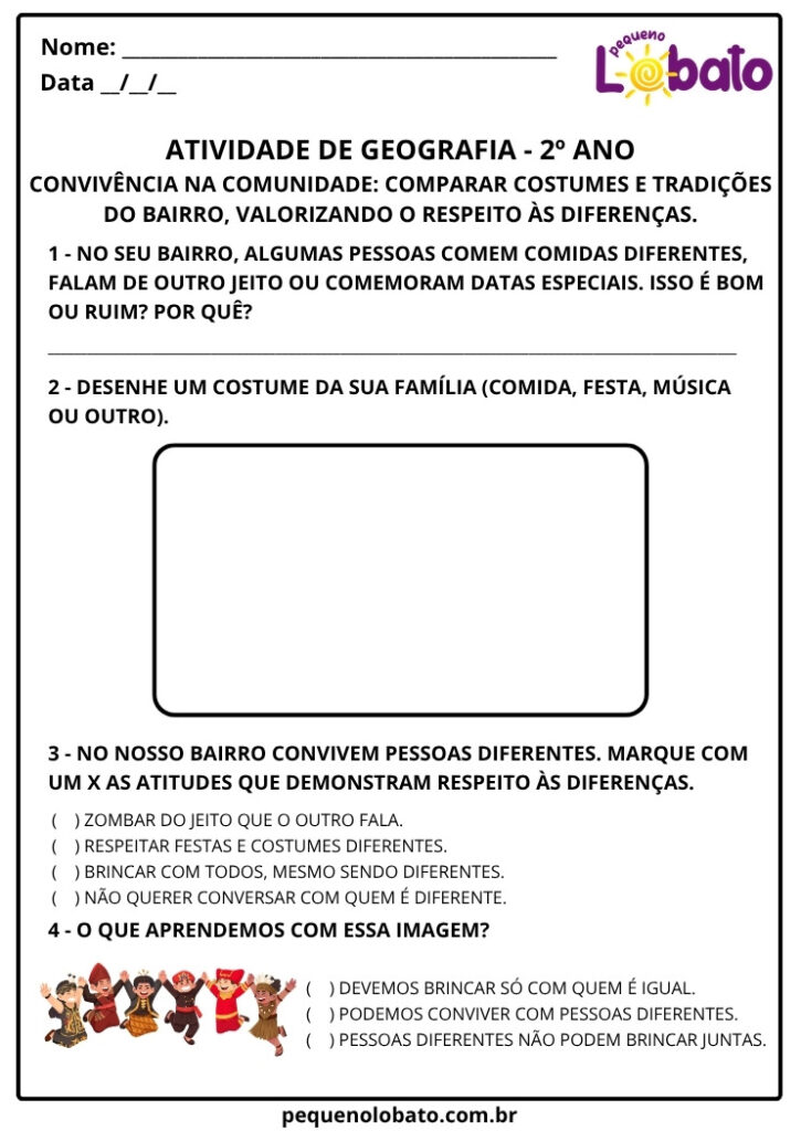 Atividades de Geografia 2º Ano – Costumes e Tradições na Comunidade ...