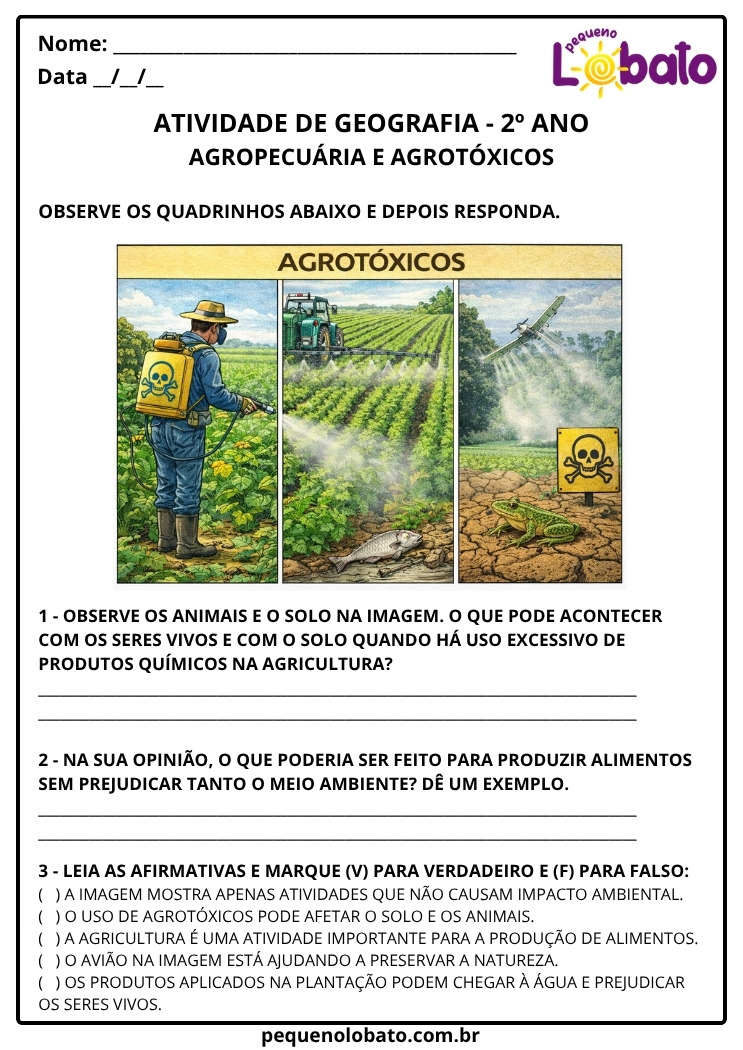 Atividade de Geografia 2º ano - Agropecuária e Agrotóxicos