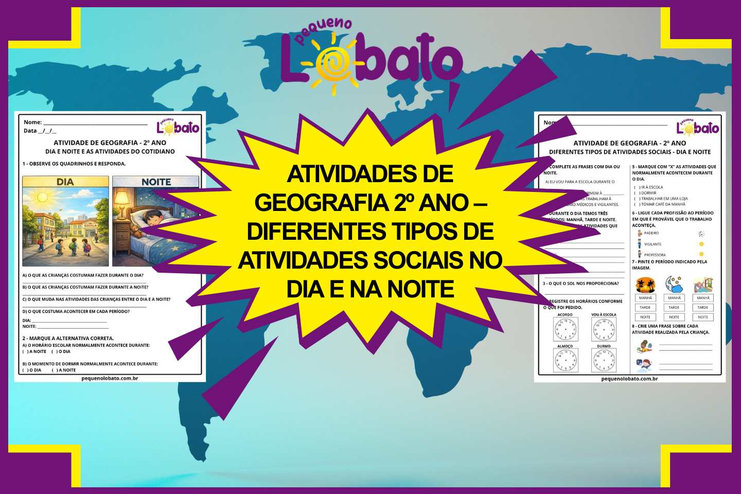 Atividades de Geografia 2º Ano – Diferentes Tipos de Atividades Sociais no Dia e na Noite segundo a BNCC