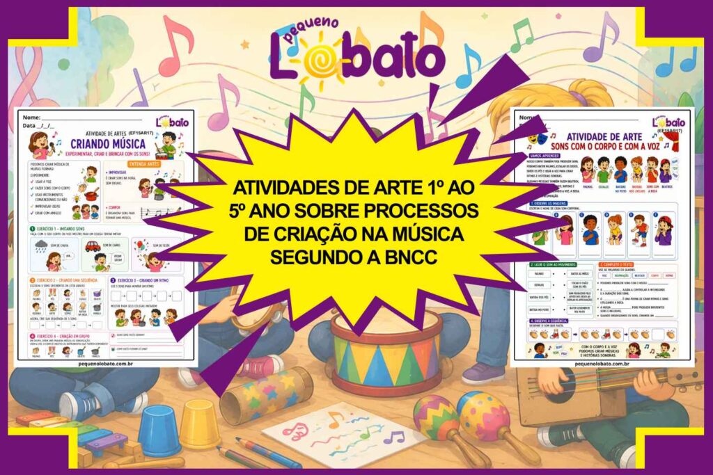 Atividades de Arte 1º ao 5º Ano sobre Processos de criação na Música segundo a BNCC