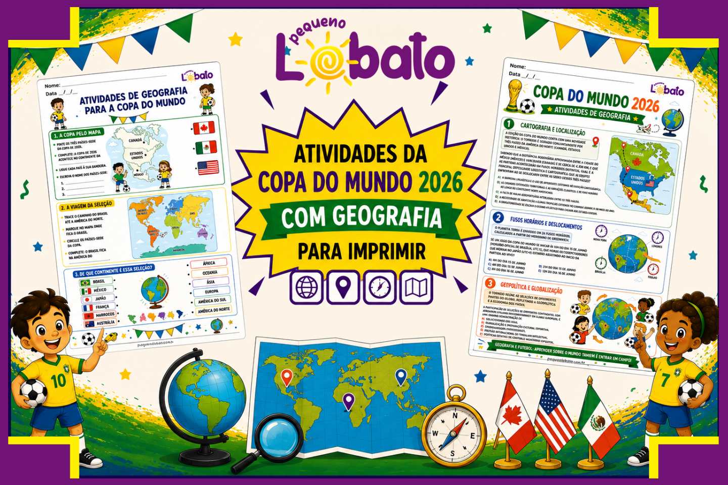 Atividades da Copa do Mundo 2026 com Geografia para Imprimir