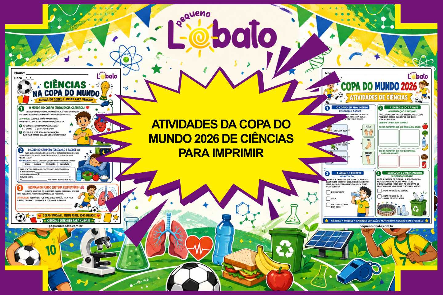 Atividades da Copa do Mundo 2026 de Ciências para Imprimir
