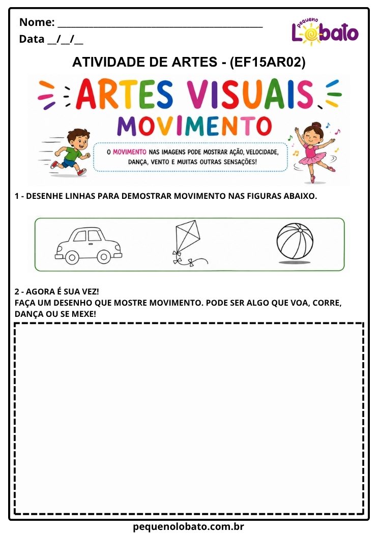 Atividade de Arte para o 2º Ano sobre Movimento nas Artes Visuais (EF15AR02)