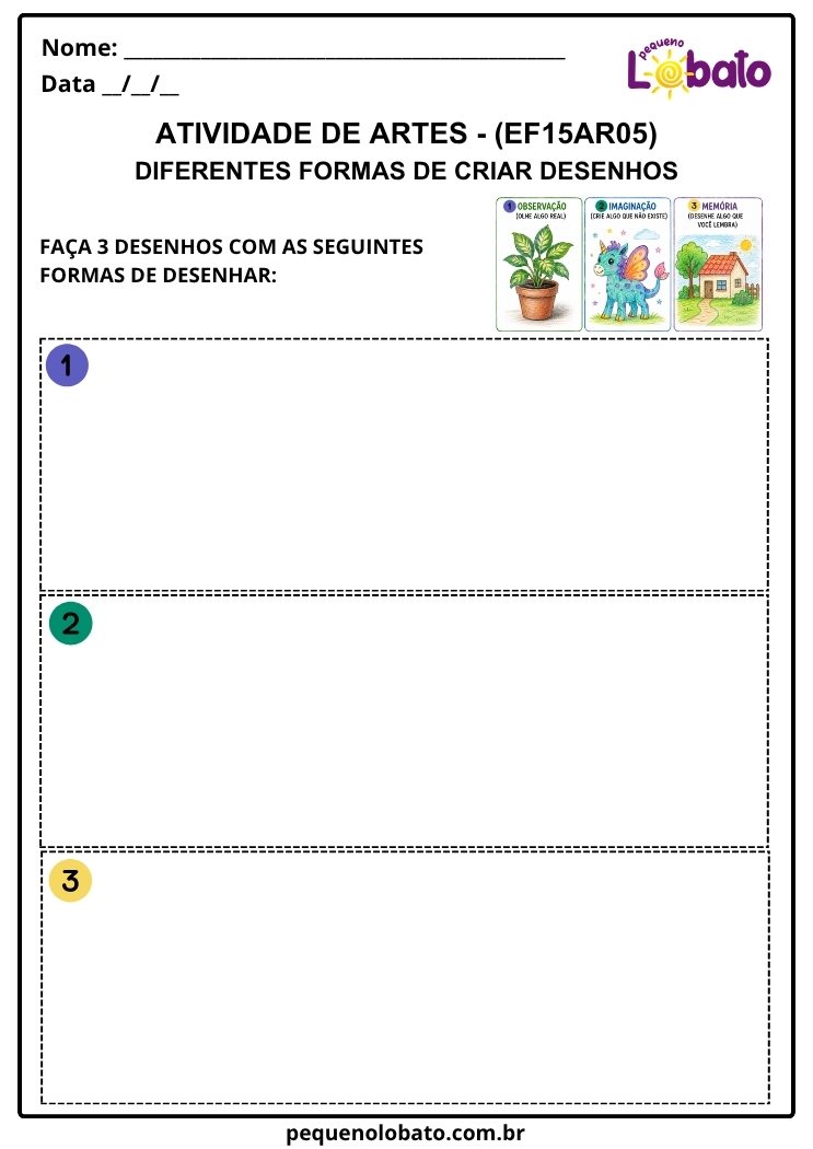 Atividade de Arte para o 2º Ano sobre Produção de Desenhos Utilizando Diferentes Estratégias (EF15AR05)