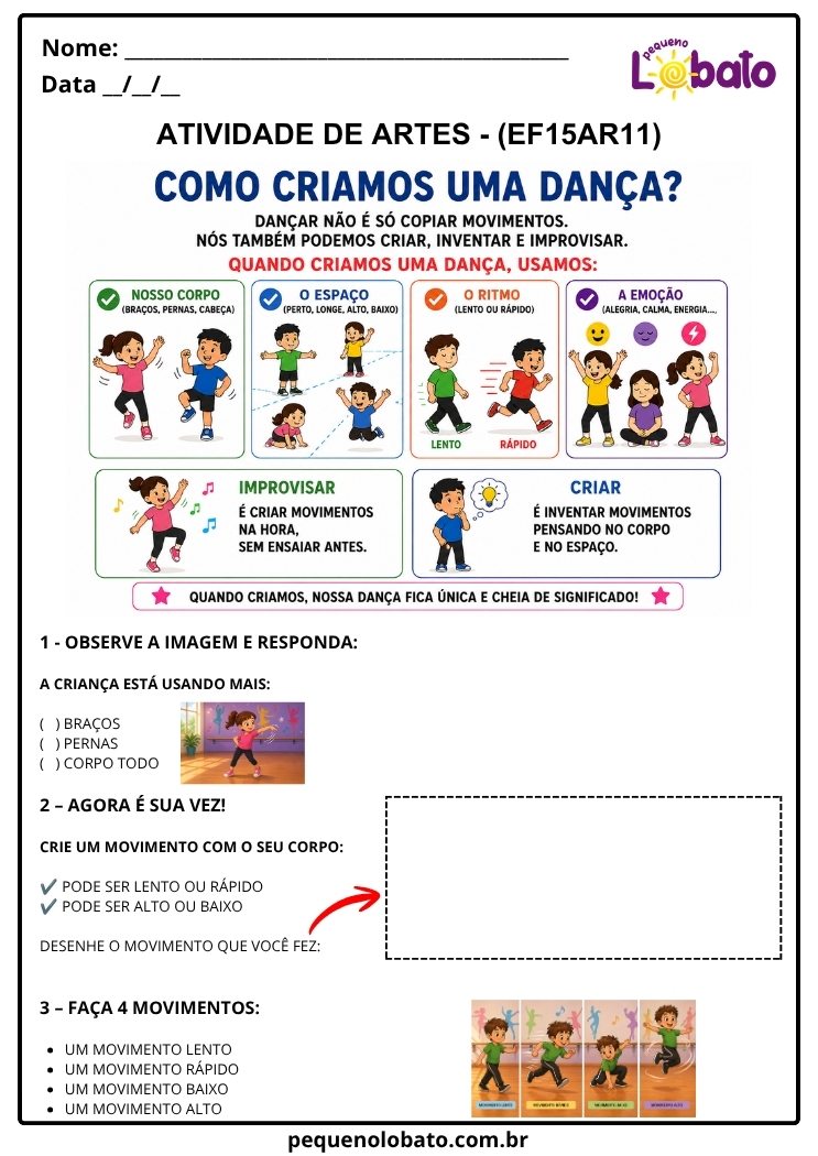 Atividade de Arte para o 4º Ano sobre Como Criamos uma Dança_ (EF15AR11)