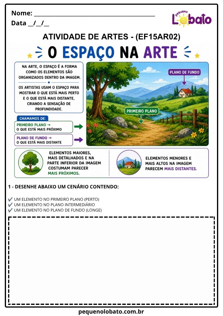 Atividade de Arte para o 4º Ano sobre O Espaço na Arte (EF15AR02)