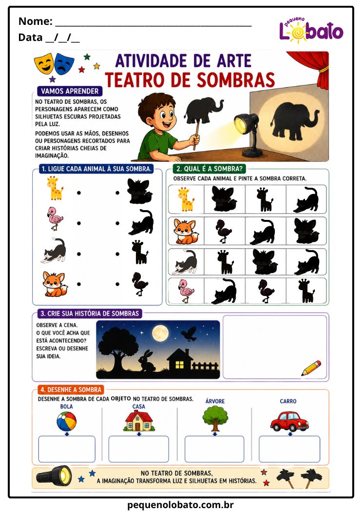 Atividade de Arte para o 4º Ano sobre Teatro de Sombras (EF15AR20)