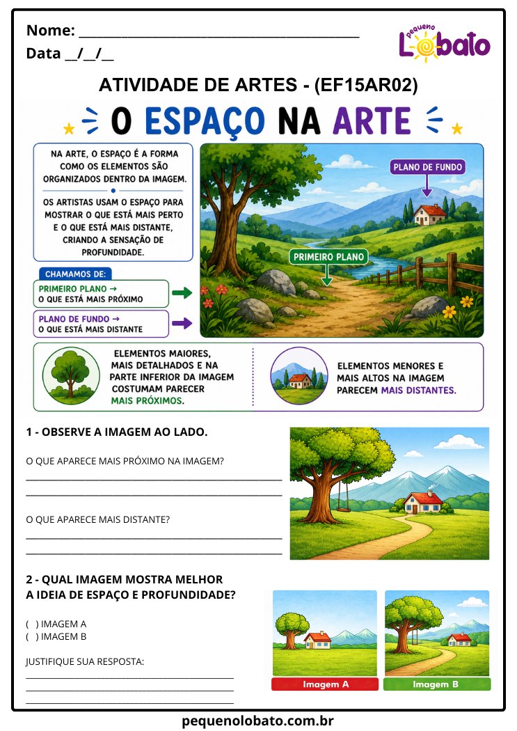 Atividade de Arte para o 5º Ano sobre O Espaço na Arte (EF15AR02)