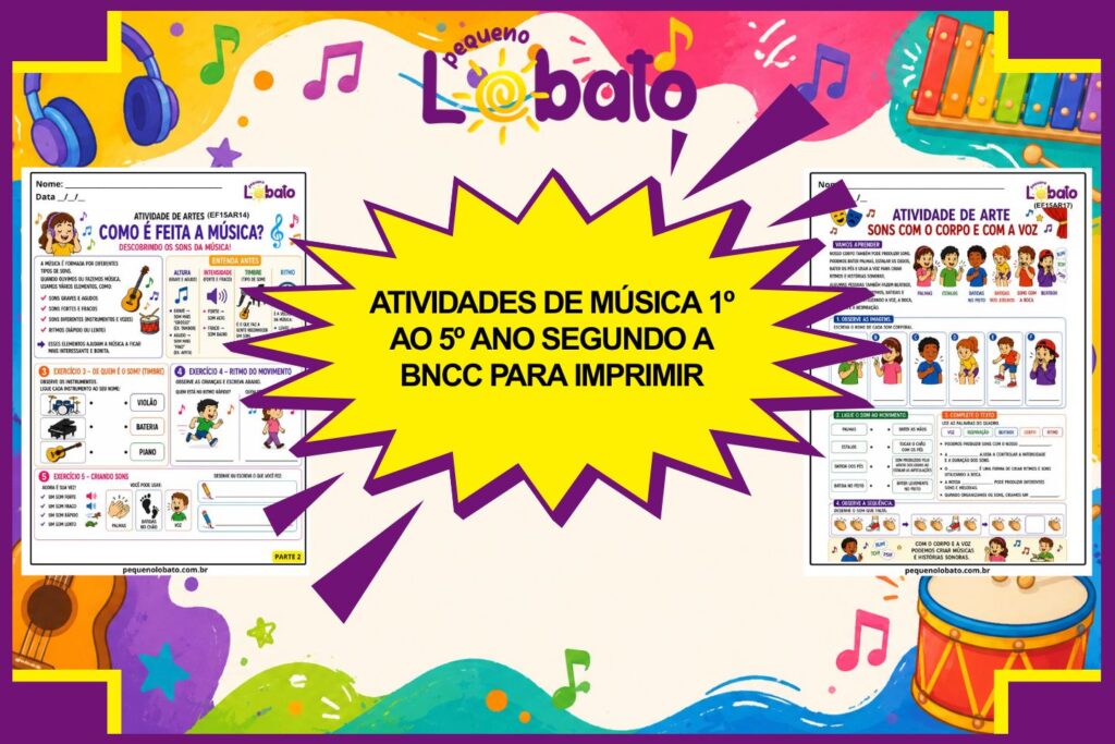 Atividades de Música 1º ao 5º Ano segundo a BNCC para Imprimir