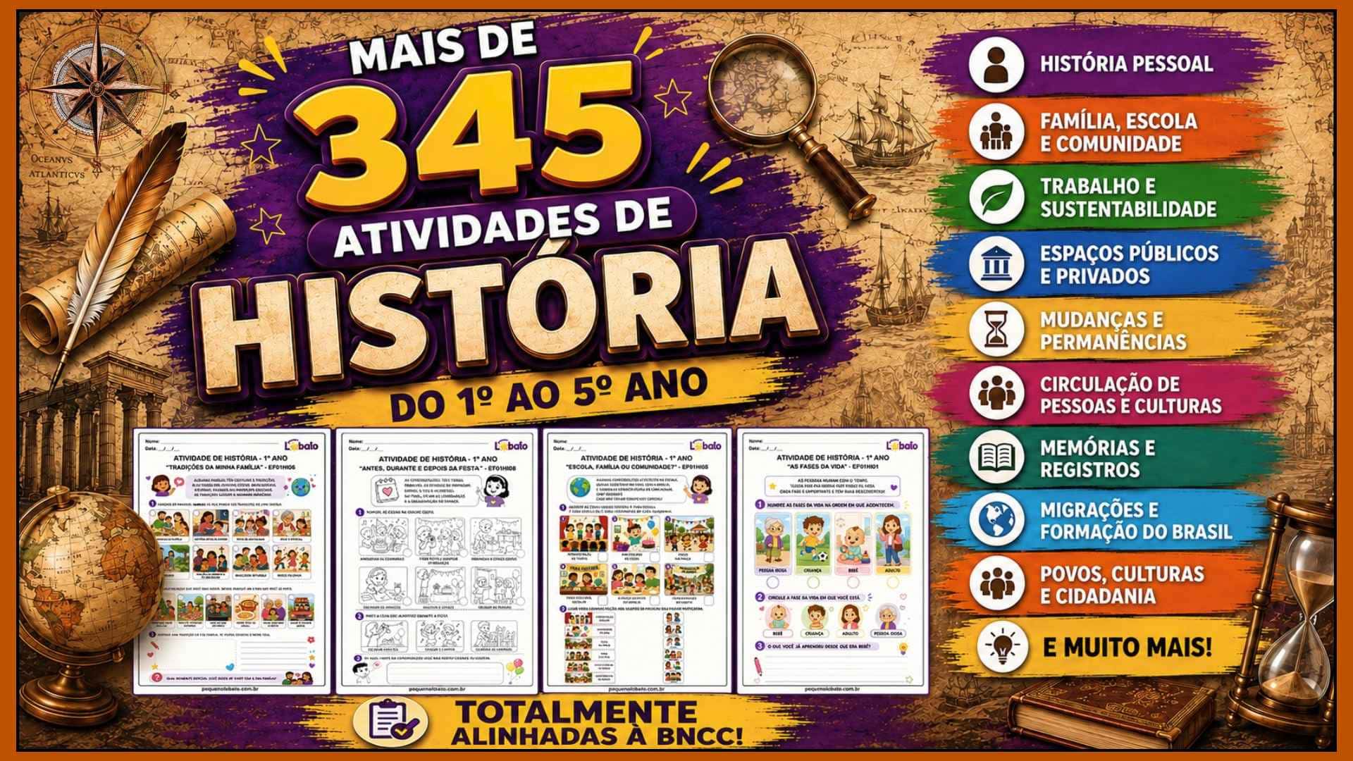 Mais de 345 atividades de História do 1º ao 5º ano para imprimir alinhadas à BNCC