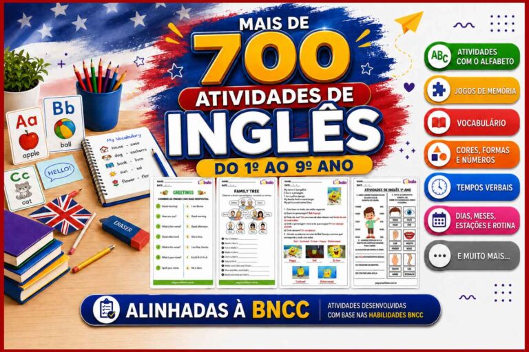 Mais de 700 atividades de Inglês do 1º ao 9º ano para imprimir alinhadas à BNCC