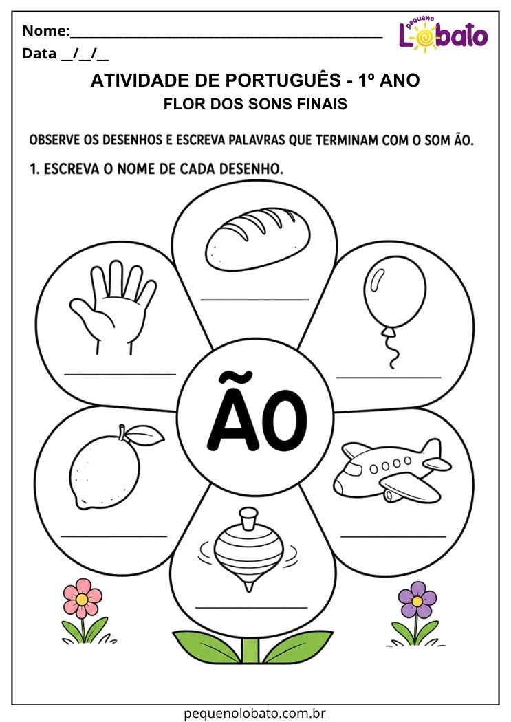 Atividade de Rimas e Sons Finais para 1º Ano